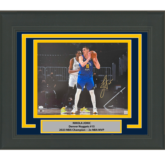 Framed Autographed/Signed Nikola Jokic Denver Nuggets 16x20 Basketball Photo JSA COA #3