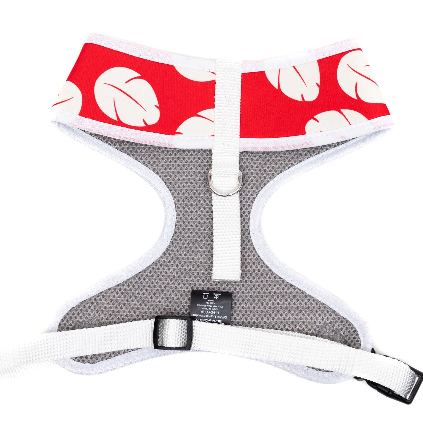 Disney Pet Harness, Lilo & Stitch Stitch Sitting Pose and Leaves Red White