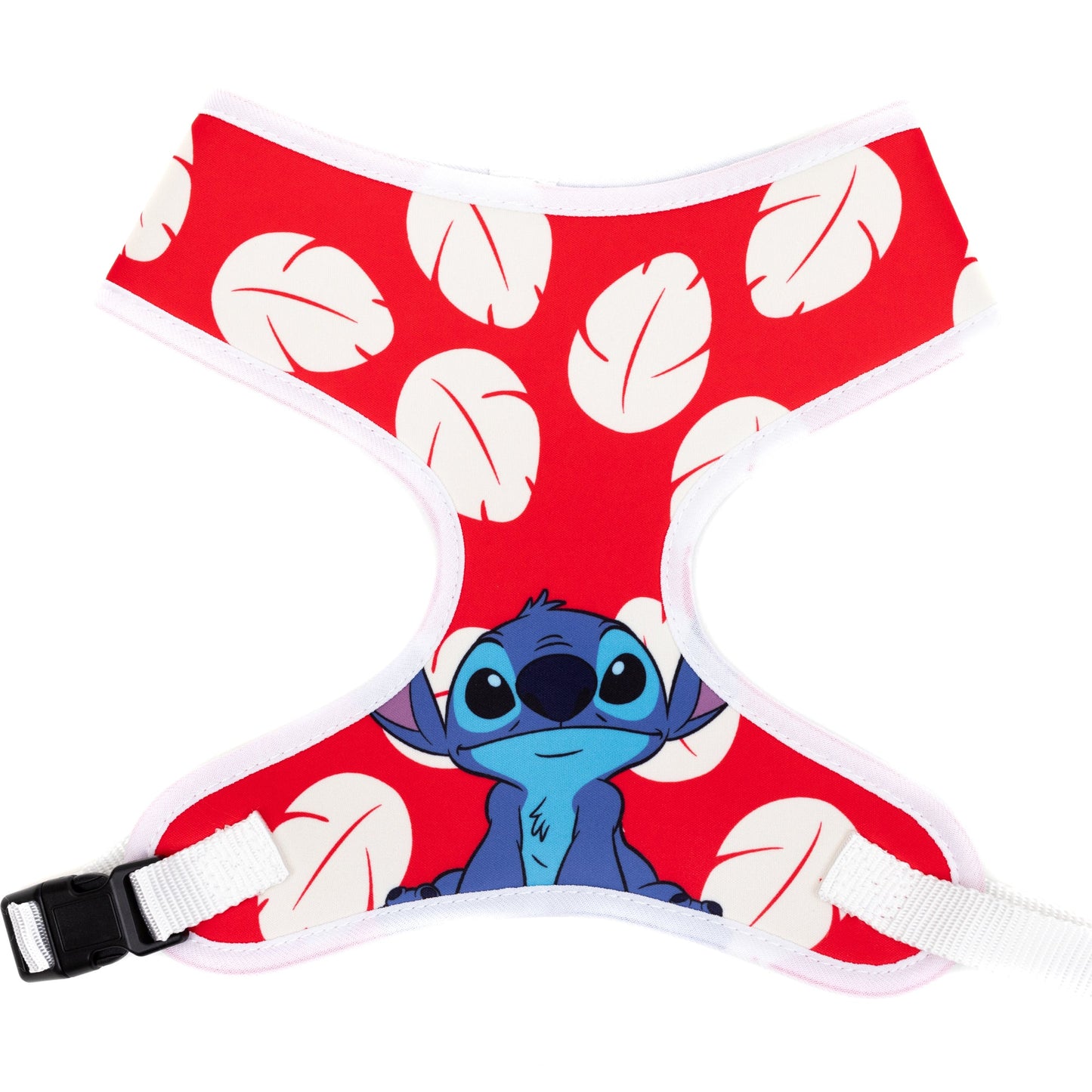 Disney Pet Harness, Lilo & Stitch Stitch Sitting Pose and Leaves Red White