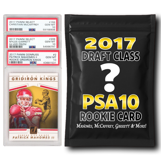 PSA 10 Graded 2017 NFL Rookie Card Mystery Pack (Mahomes, McCaffrey, Garrett, Watt & More!)