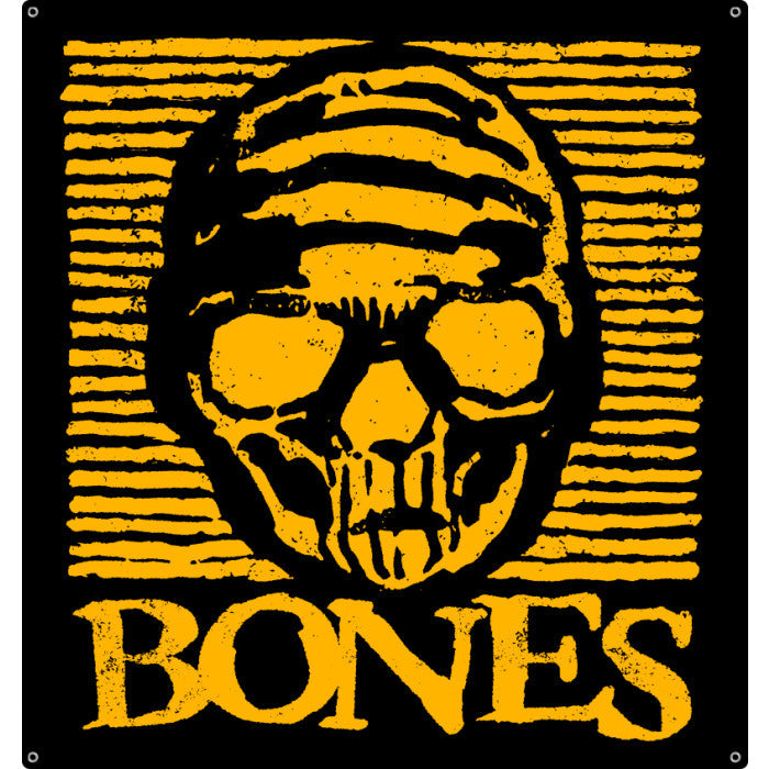 BONES WHEELS Black & Gold 36" x 34" Skateboard Flag