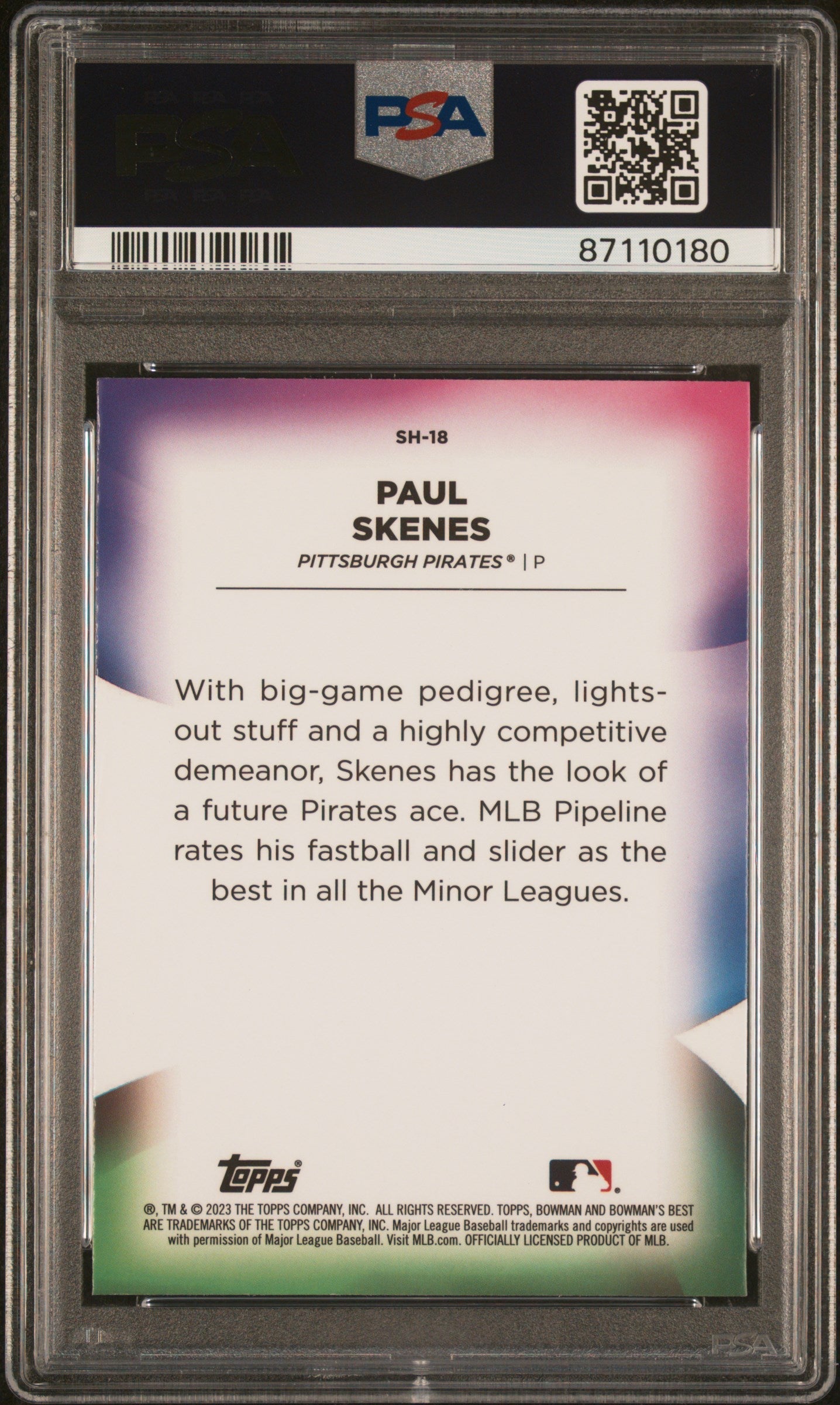 Graded 2023 Topps Bowmans Best Paul Skenes #SH18 Shellacked Rookie RC Baseball Card PSA 10 Gem Mint