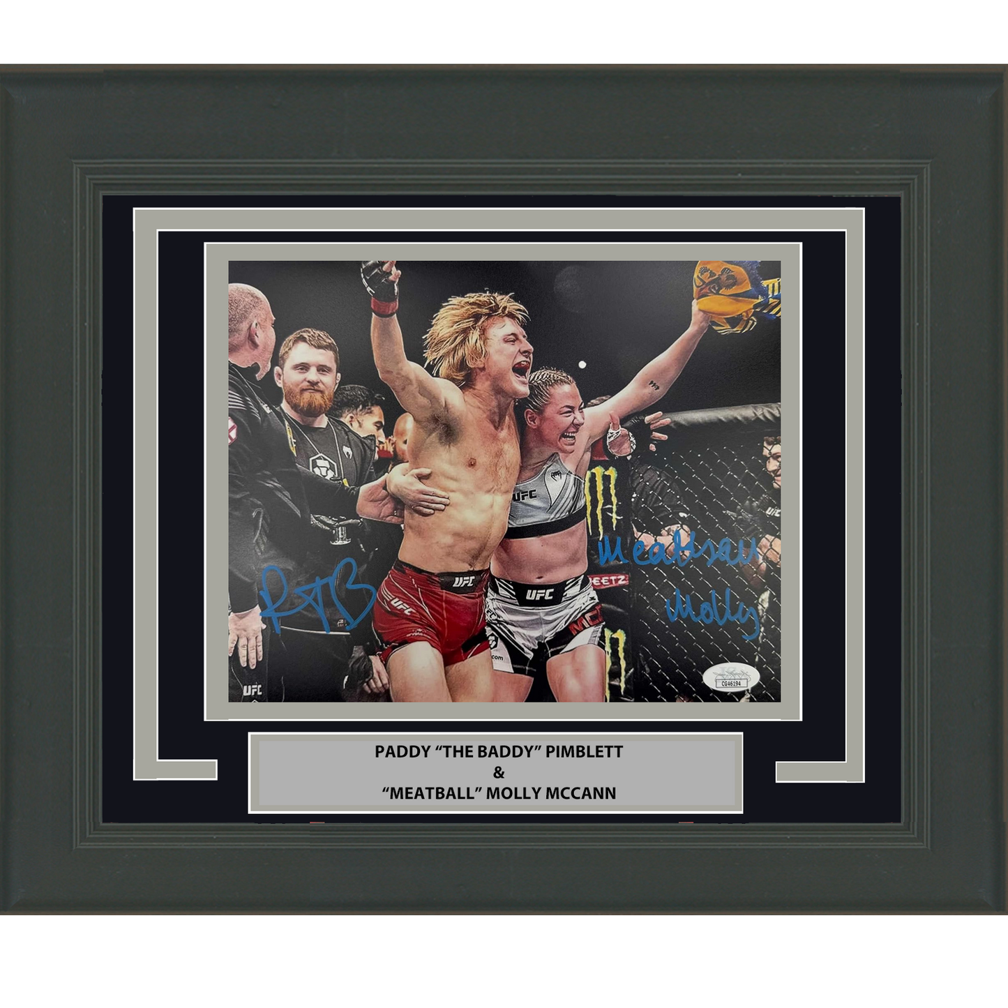 Framed Autographed/Signed Paddy Pimblett & Molly "Meatball" McCann Dual UFC MMA Fighting 8x10 Photo JSA COA