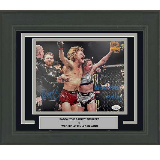 Framed Autographed/Signed Paddy Pimblett & Molly "Meatball" McCann Dual UFC MMA Fighting 8x10 Photo JSA COA