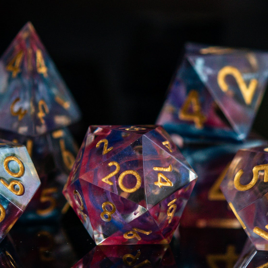 Plasma Gold Sharp-Edged Resin Dice Set