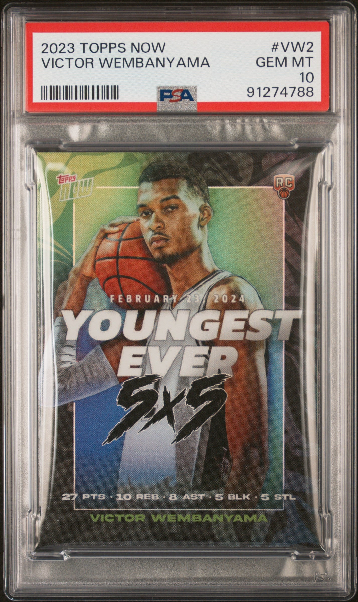 Graded 2023 Topps Now Victor Wembanyama #VW2 Rookie RC Basketball Card PSA 10 Gem Mint