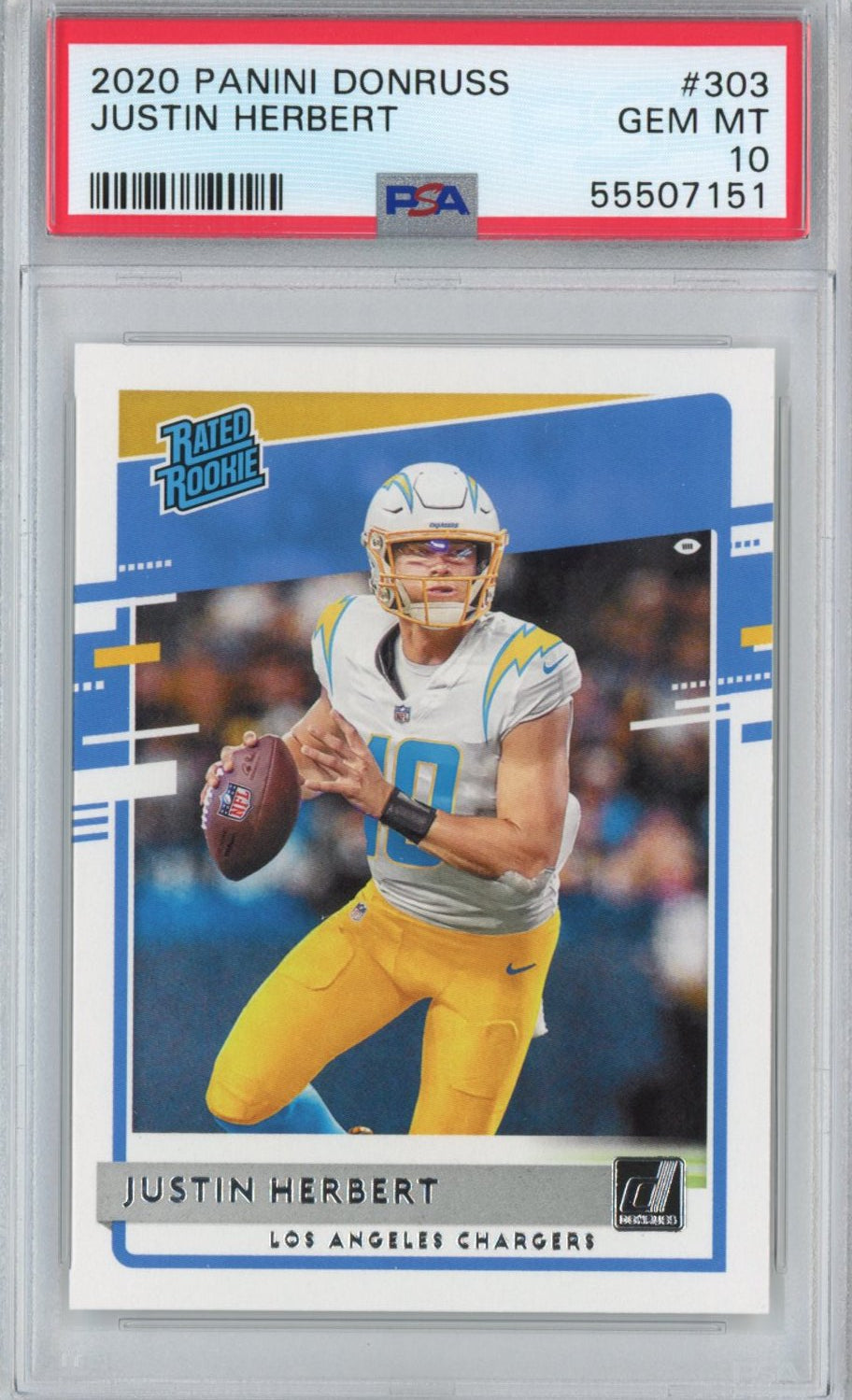 Graded 2020 Panini Donruss Justin Herbert #303 Rookie RC Football Card PSA 10 Gem Mint