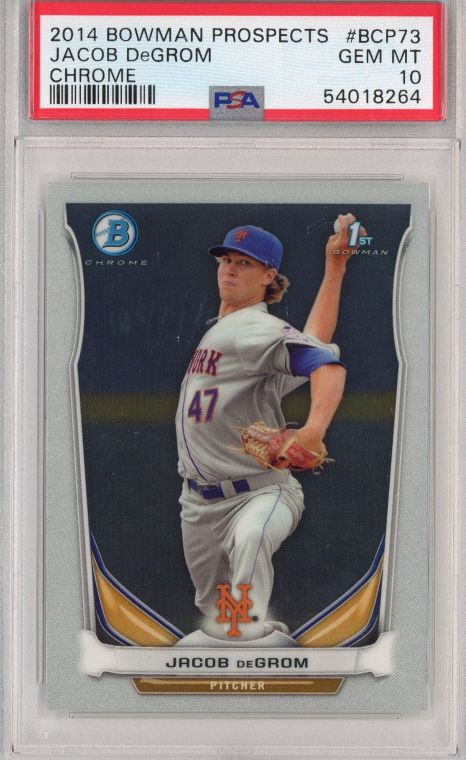 Graded 2014 Bowman Chrome Prospects Jacob DeGrom #BCP73 Rookie RC Baseball Card PSA 10 Gem Mint