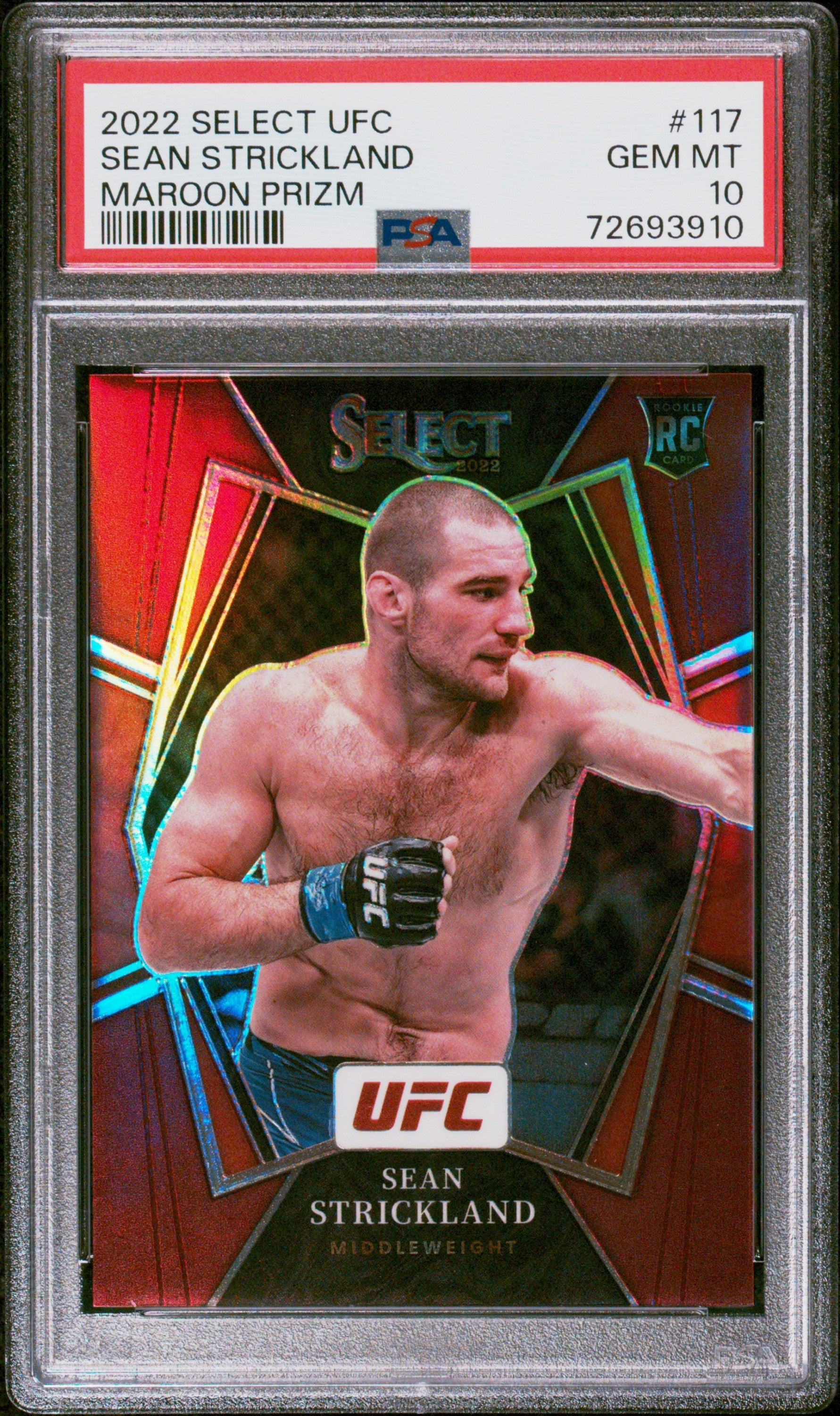 Graded 2022 Panini Select UFC Sean Strickland #117 Maroon Prizm Rookie RC UFC MMA Card PSA 10 Gem Mint - Golden Apple Comics