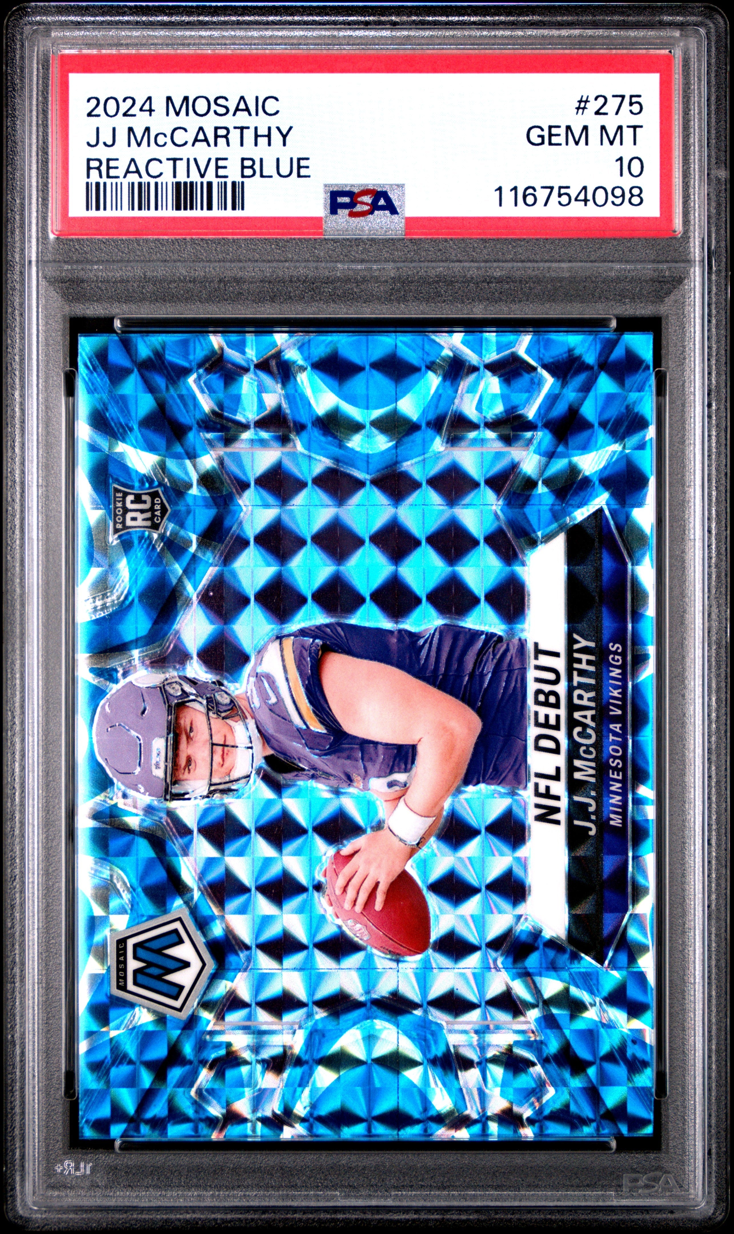 Graded 2024 Panini Mosaic JJ McCarthy #275 Reactive Blue Rookie RC Foo
