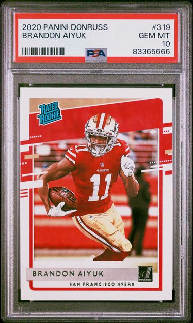 Graded 2020 Panini Donuss Brandon Aiyuk #319 Rookie RC Football Card PSA 10 Gem Mint