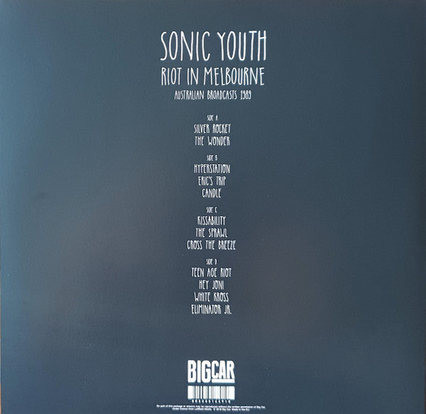 Sonic Youth – Riot In Melbourne Clear Color 2xLP Vinyl LP Record *Unofficial Release*