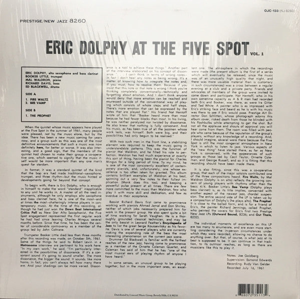 Eric Dolphy – At The Five Spot, Volume 1 Vinyl LP Record