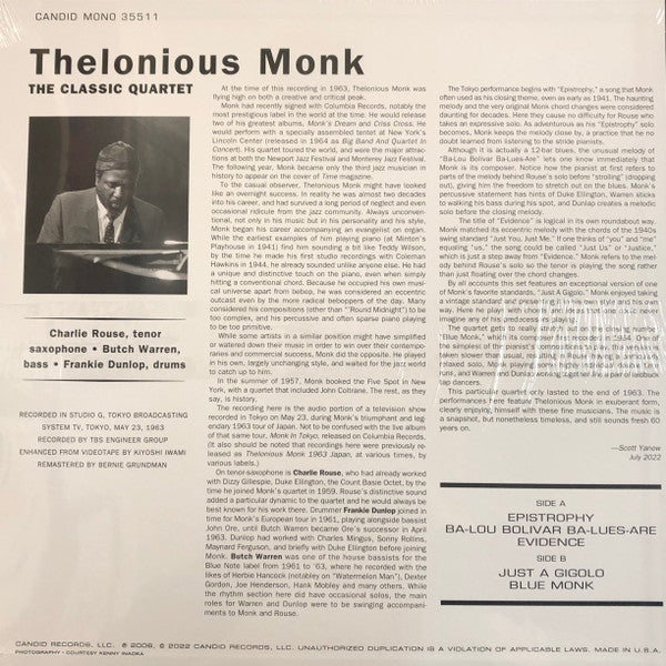 Thelonious Monk – The Classic Quartet 180G Mono Vinyl LP Record