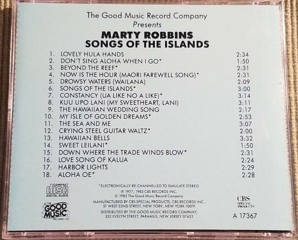 Marty Robbins – Songs Of The Islands CD *Used 1983 Release*