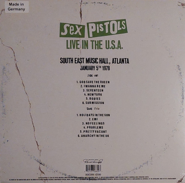 Sex Pistols – Live In The U.S.A. (January 5th 1978) (LTD Red Color Vinyl) LP Record