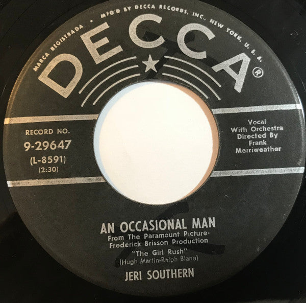 Jeri Southern – An Occasional Man / What Do You See In Her *Used 1955 Release*