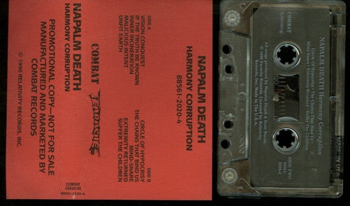 Napalm Death ‎– Harmony Corruption Cassette *USED 1990 RELEASE, RARE PROMO!*