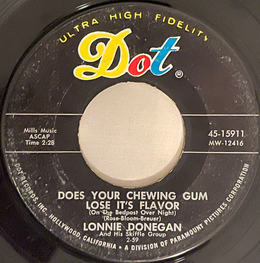 Lonnie Donegan And His Skiffle Group – Does Your Chewing Gum Lose Its Flavor (On The Bedpost Over Night?) / Aunt Rhody Vinyl 7" Record *Used 1959 Release*