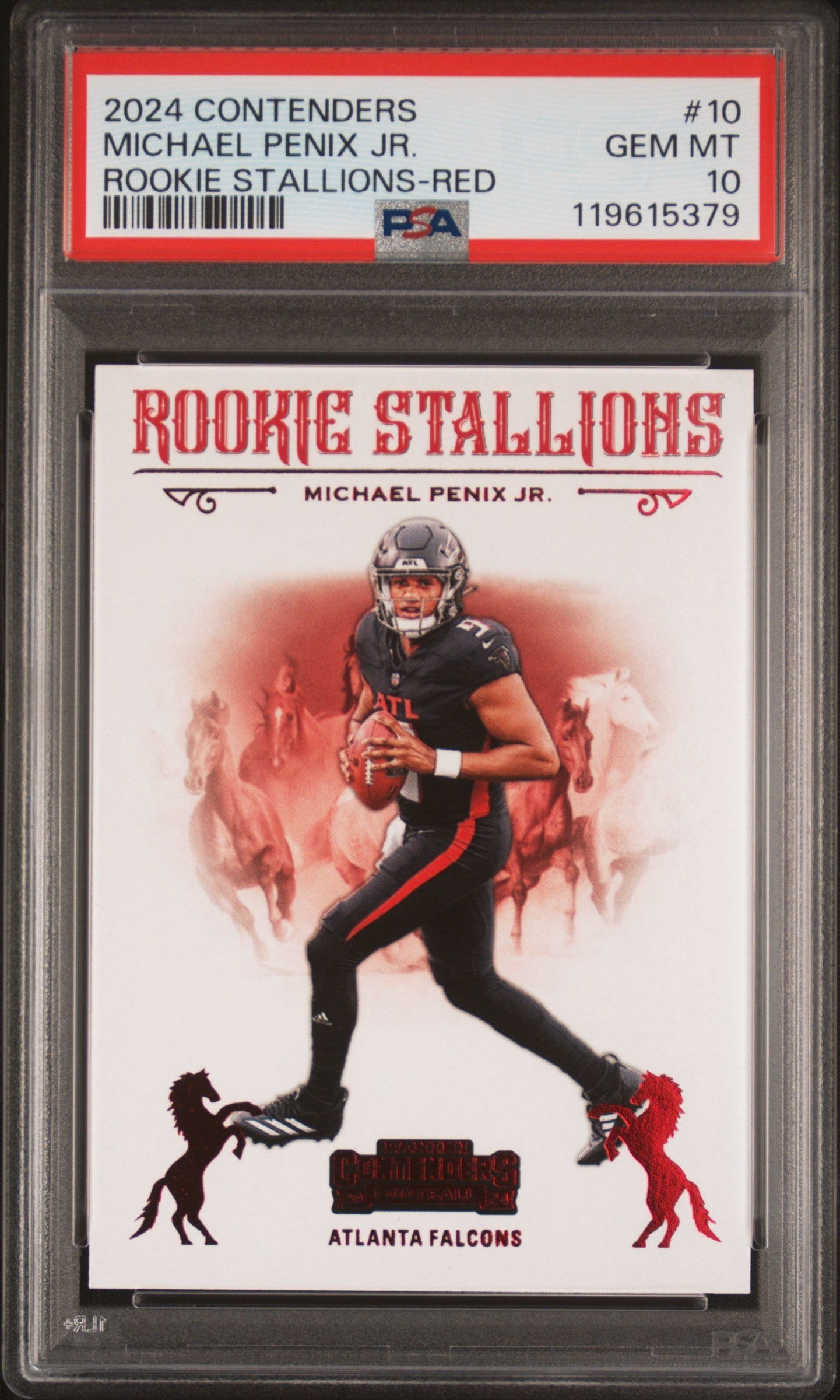 Graded 2024 Panini Contenders Michael Penix Jr #10 Rookie Stallions Red Rookie RC Football Card PSA 10 Gem Mint - Golden Apple Comics