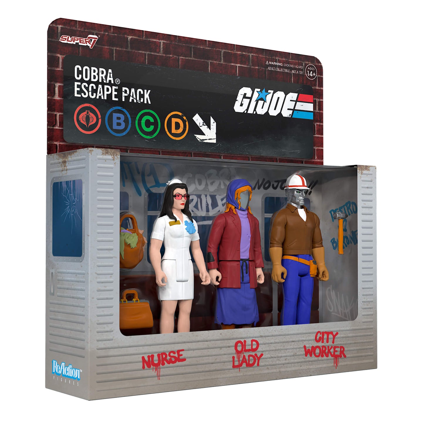 Super7 x G.I. Joe  Cobra Escape Pack ReAction Figure Set 3 pk