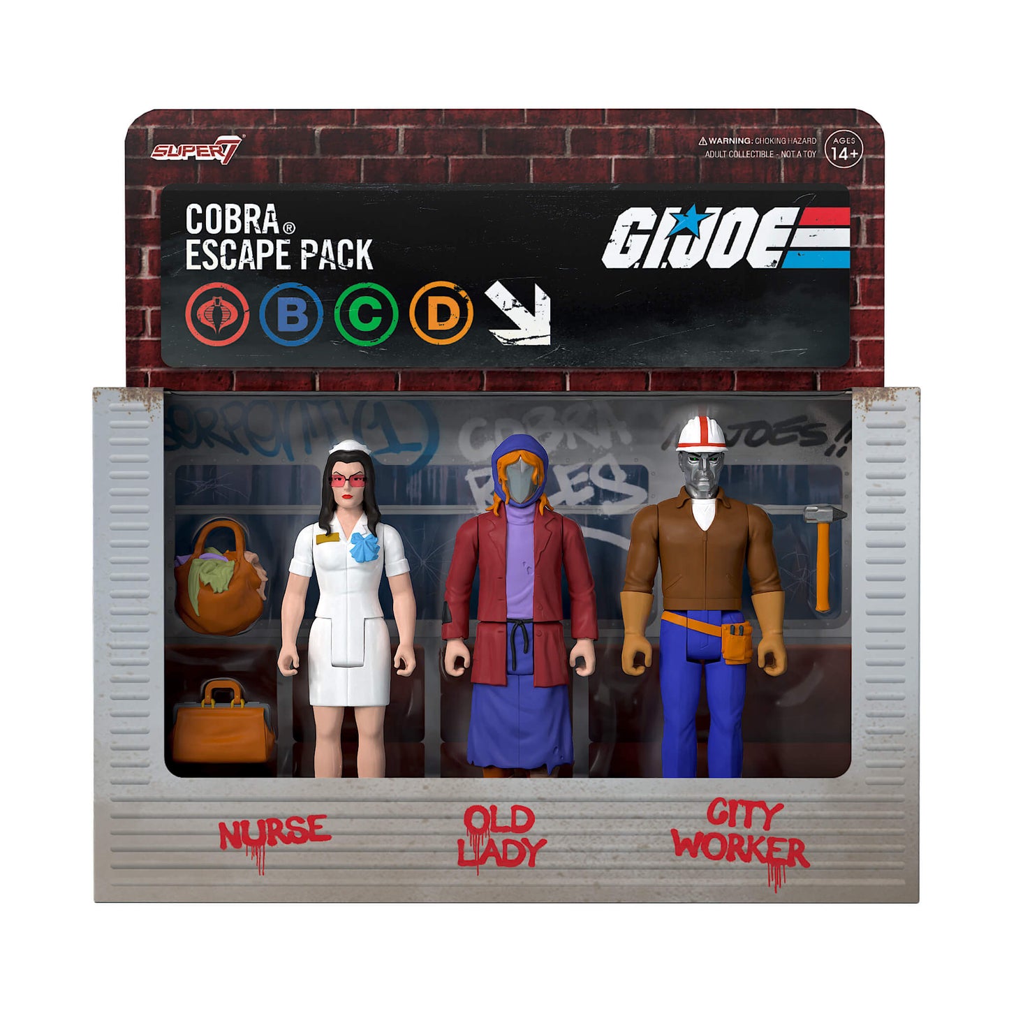 Super7 x G.I. Joe  Cobra Escape Pack ReAction Figure Set 3 pk