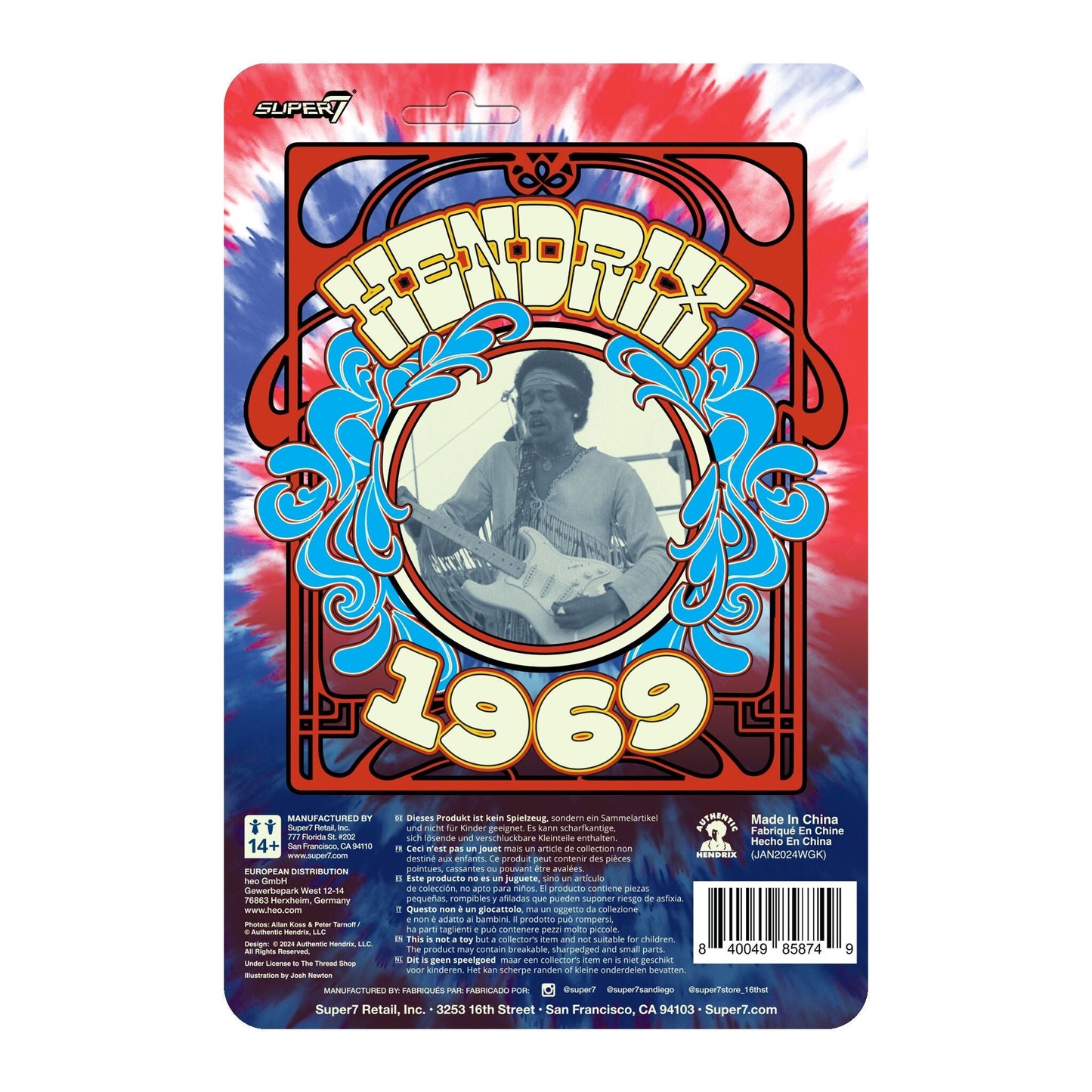 Super7 x Jimi Hendrix (Festival) ReAction Figure