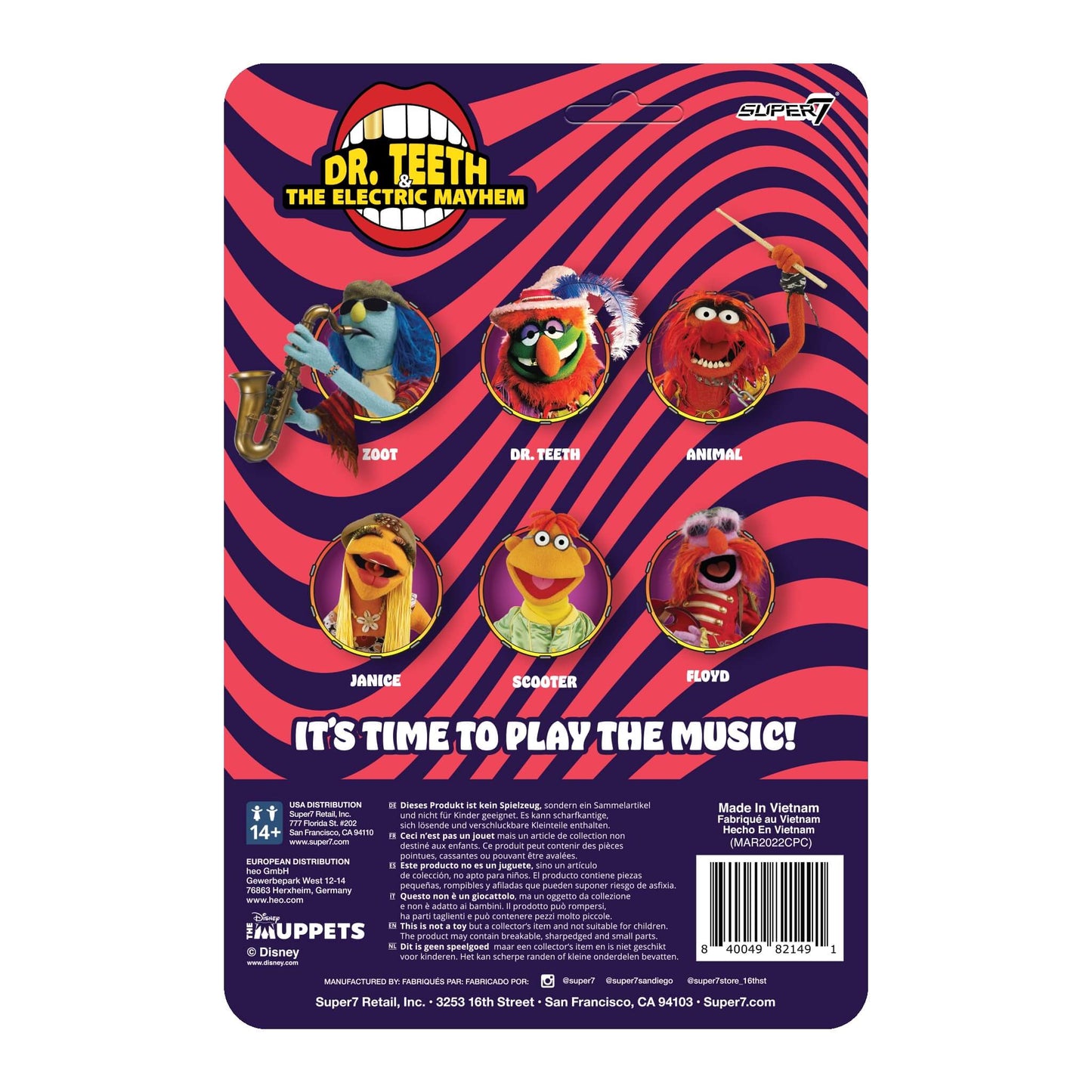 Super7 x The Muppets - Electric Mayhem Band - Dr. Teeth ReAction Figure