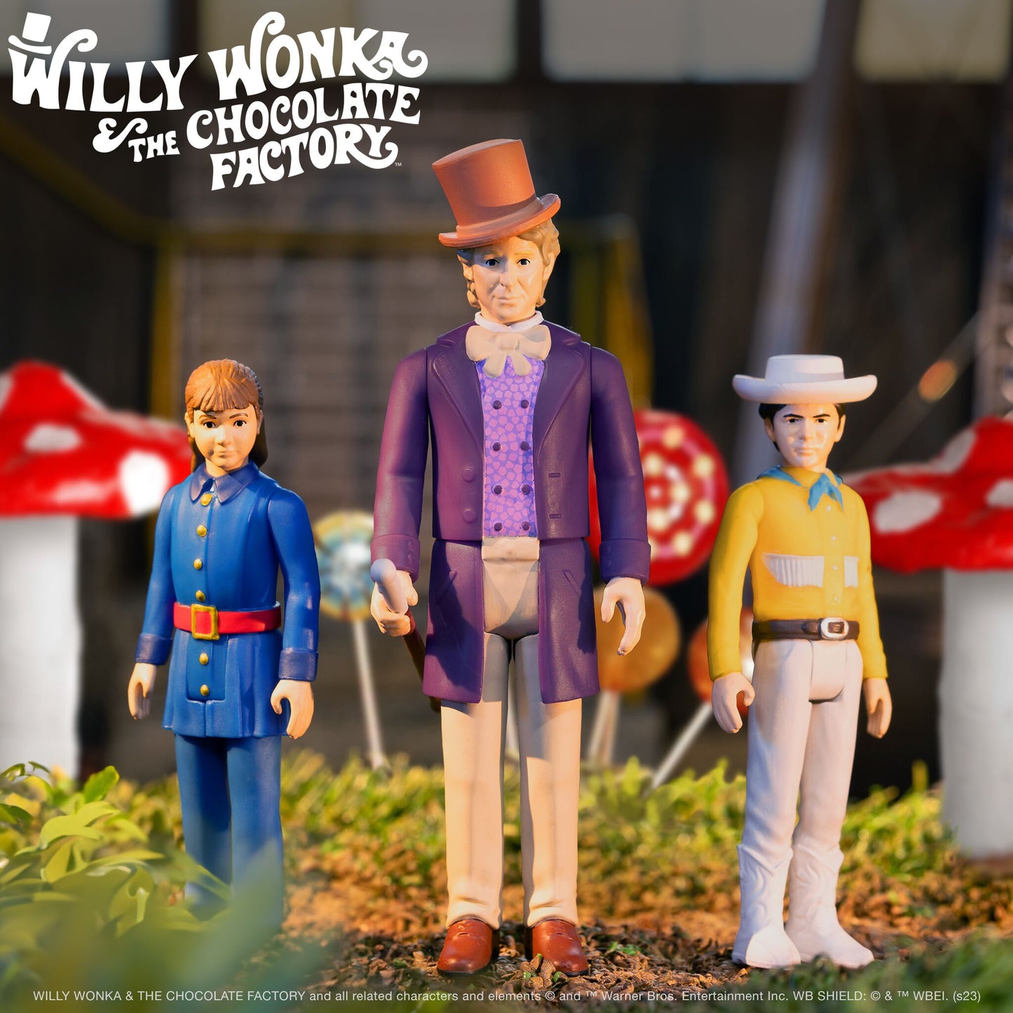 Super7 x WILLY WONKA & THE CHOCOLATE FACTORY - Willy Wonka, Violet Beauregarde & Mike Teevee ReAction Figure Set