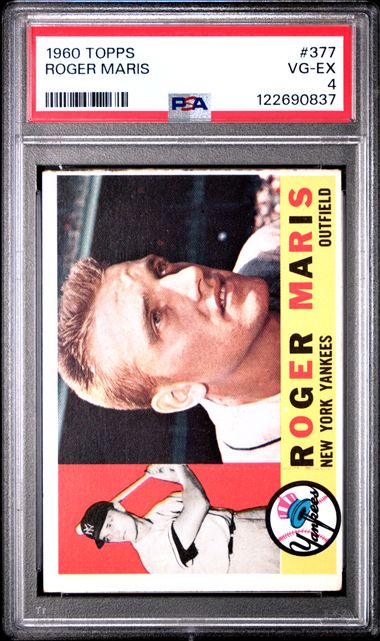 Graded 1960 Topps Roger Maris #377 Baseball Card PSA 4 VG-EX - Golden Apple Comics