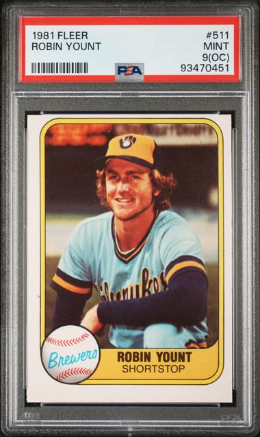 Graded 1981 Fleer Robin Yount #511 Baseball Card PSA 9 Mint