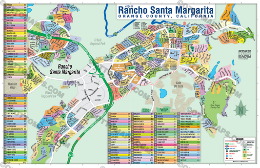 Rancho Santa Margarita Map, Orange County, CA - POSTER PRINTS