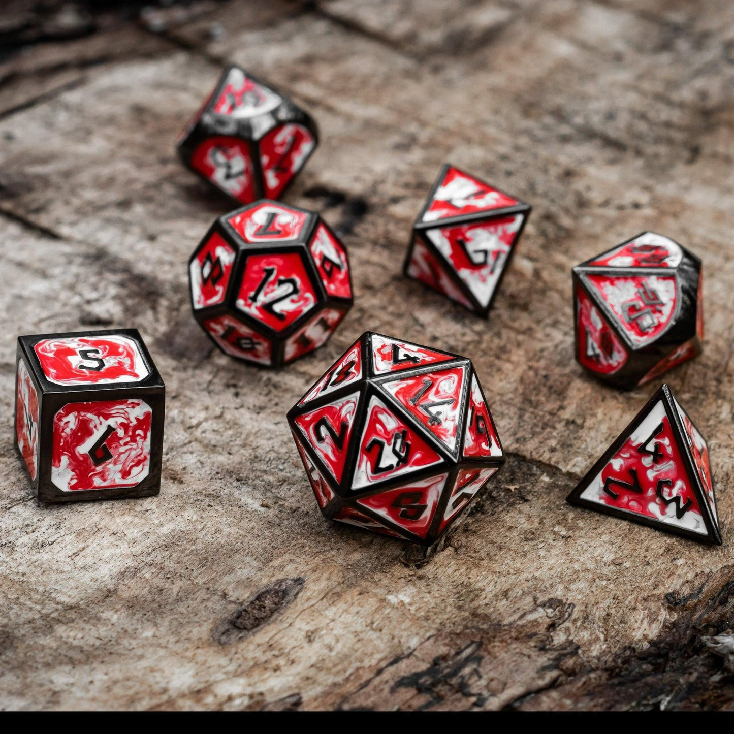 Elder Runes Blood Chalice Metal Dice Set