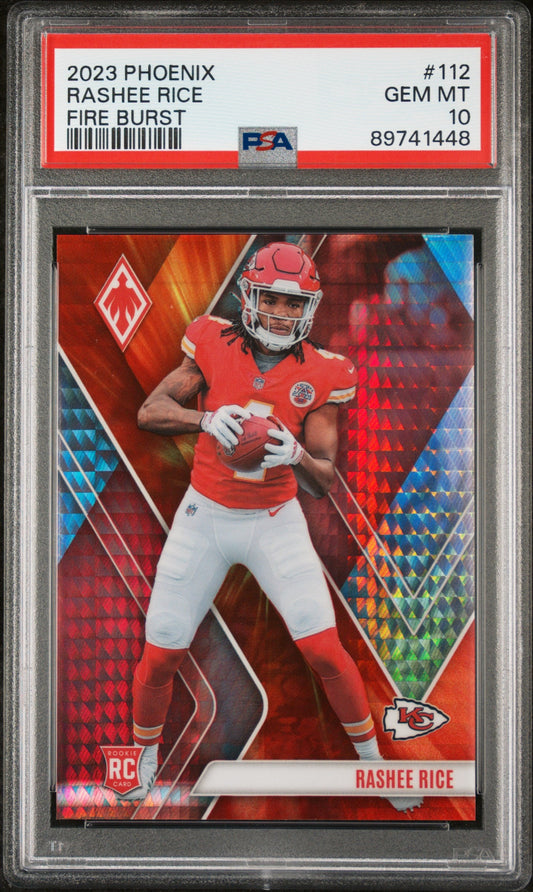 Graded 2023 Panini Phoenix Rashee Rice #112 Fire Burst #/340 Rookie RC Football Card PSA 10 Gem Mint
