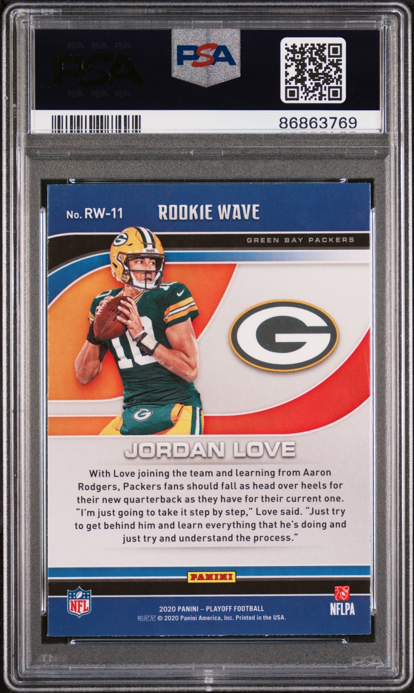 Graded 2020 Panini Playoff Jordan Love #RW11 Rookie Wave RC Football Card PSA 10 Gem Mint