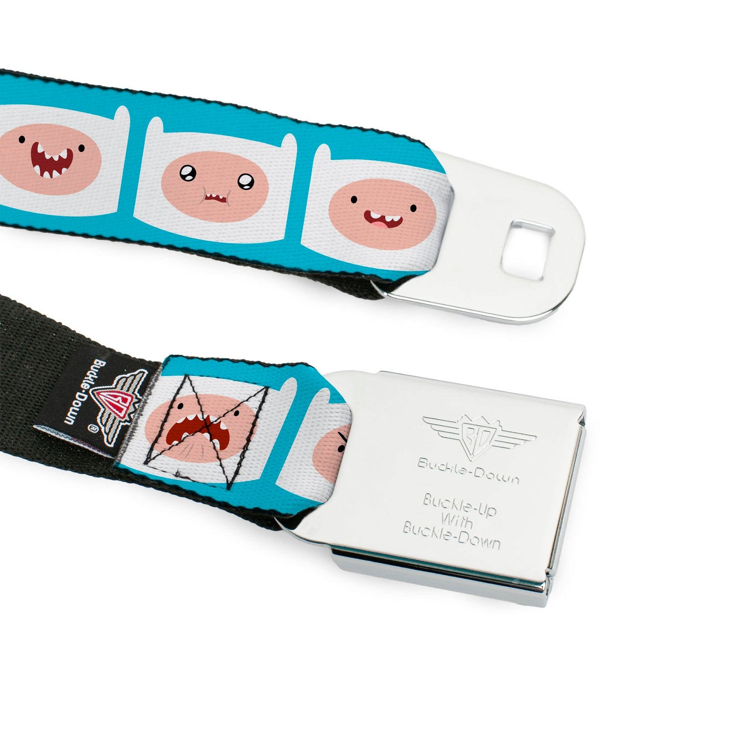 ADVENTURE TIME Title Logo Full Color Blue/White Seatbelt Belt - Adventure Time Finn Expressions Blue Webbing