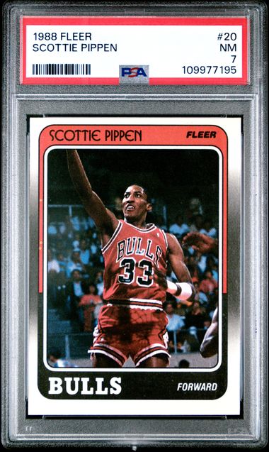 Graded 1988 Fleer Scottie Pippen #20 Rookie RC Basketball Card PSA 7 NM