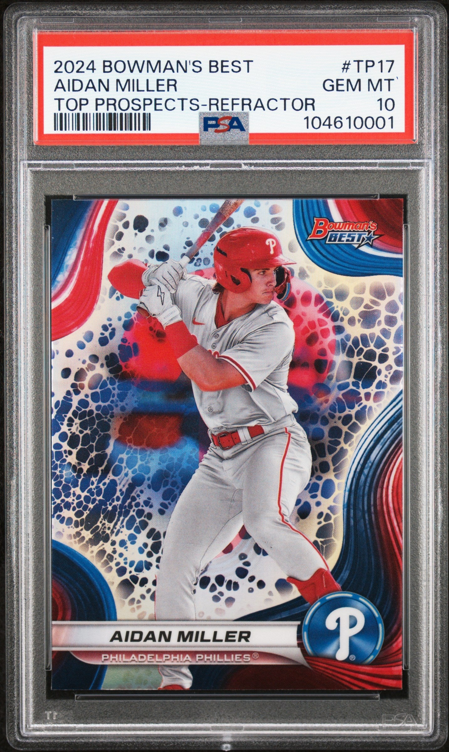Graded 2024 Topps Bowmans Best Aidan Miller #TP17 Top Prospects Refractor Rookie RC Baseball Card PSA 10 Gem Mint - Golden Apple Comics