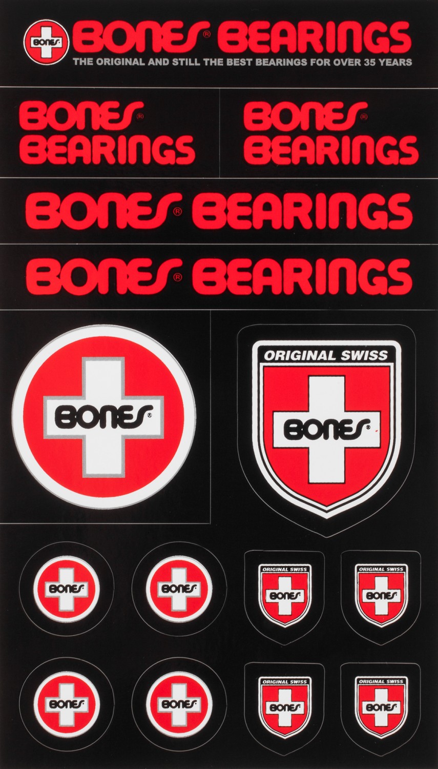 Bones Bearings Swiss Multi Sticker Sheet 15x Stickers!