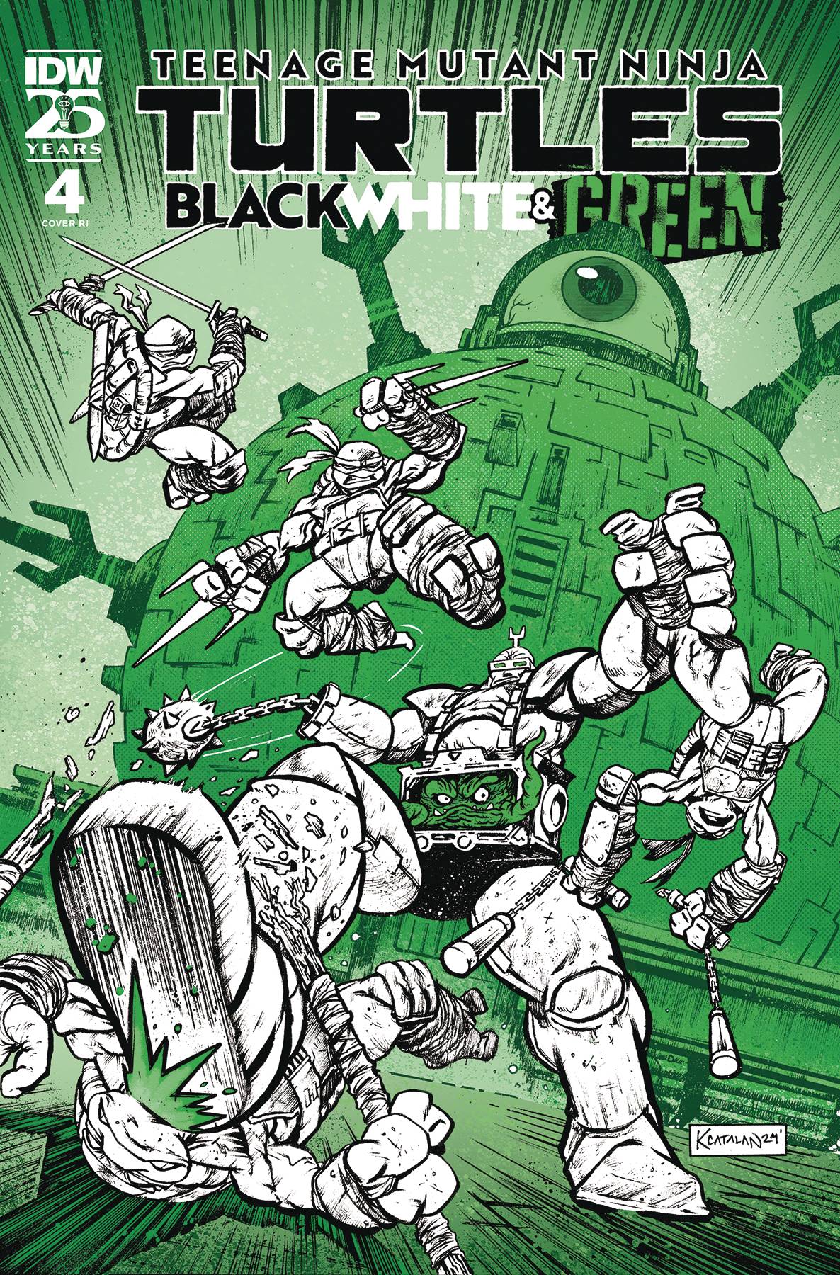 Teenage Mutant Ninja Turtles TMNT Black White & Green #4 C 1:10 Kevin Anthony Catalan Foil Variant (08/28/2024) IDW