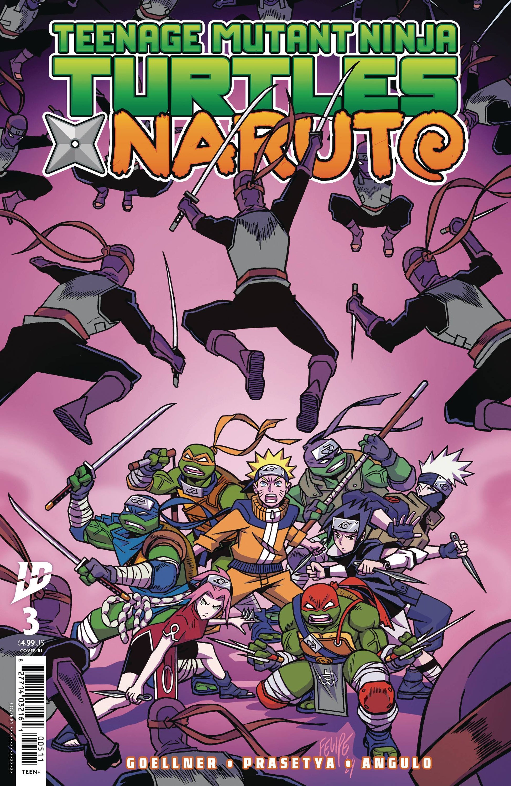 TEENAGE MUTANT NINJA TURTLES X NARUTO #1 100 COPY B&W TEENAGE MUTANT NINJA TURTLES X NARUTO #1 100 COPY B&W