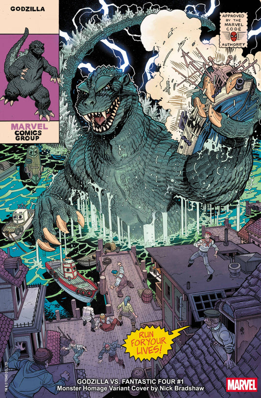 Godzilla Vs. Fantastic Four #1 E Nick Bradshaw Monster Homage Variant (03/19/2025) Marvel