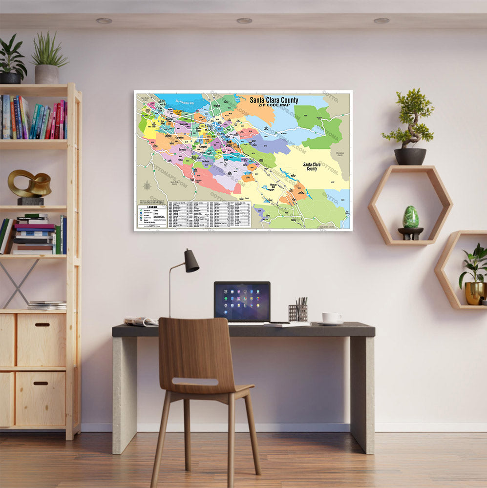 Santa Clara County Zip Code Map - POSTER PRINTS