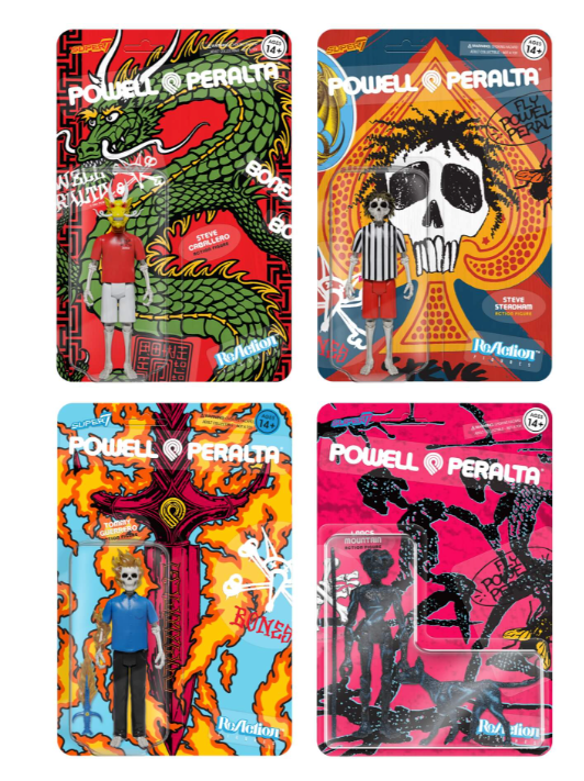 Super7 x Powell Peralta Steve Caballero, Lance Mountain, Steve Steadham & Tommy Guerrero Figures