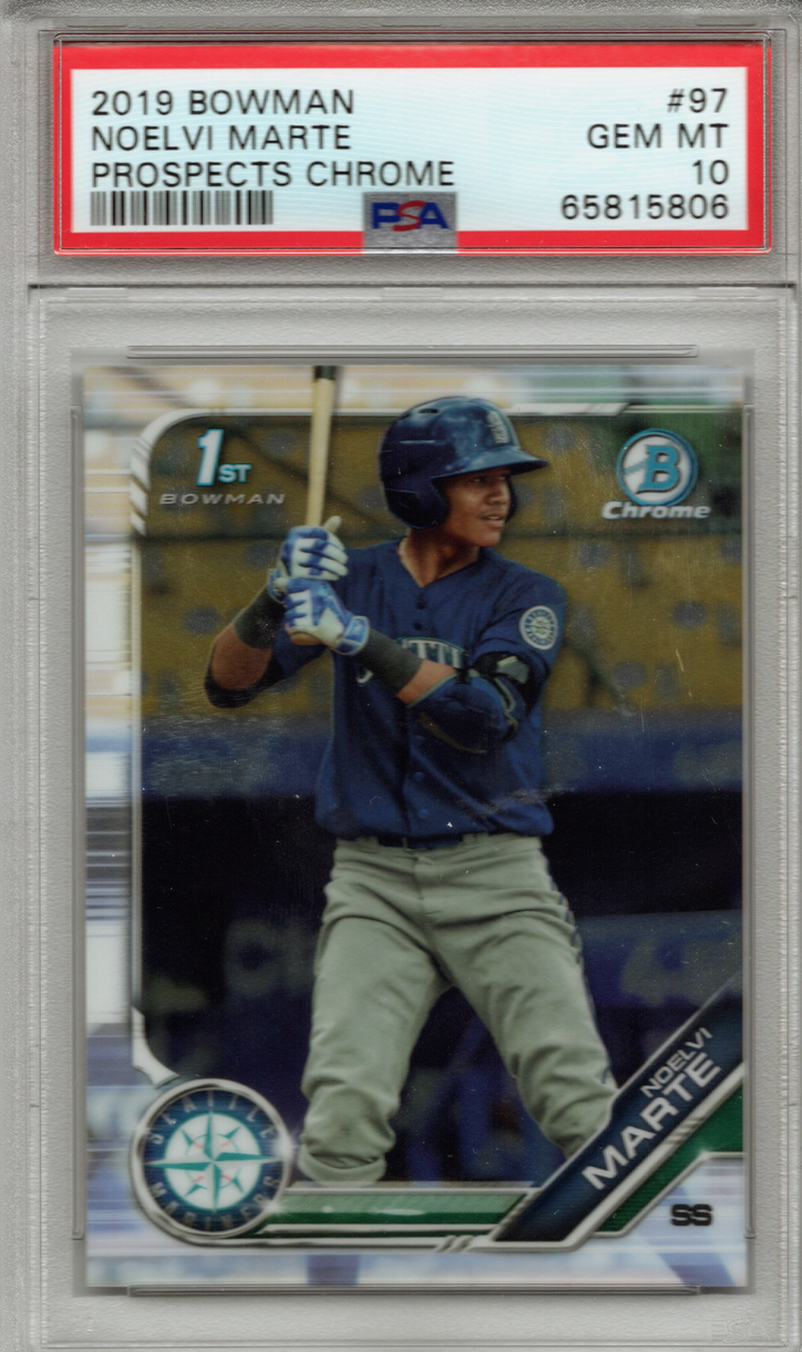 Graded 2019 Topps Bowman Noelvi Marte #97 Prospects Chrome Rookie RC Baseball Card PSA 10 Gem Mint