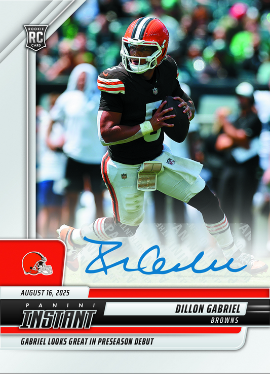 2025 Panini Instant NFL Dillon Gabriel #29 Auto /99 Cleveland Browns Rookie RC Football Card