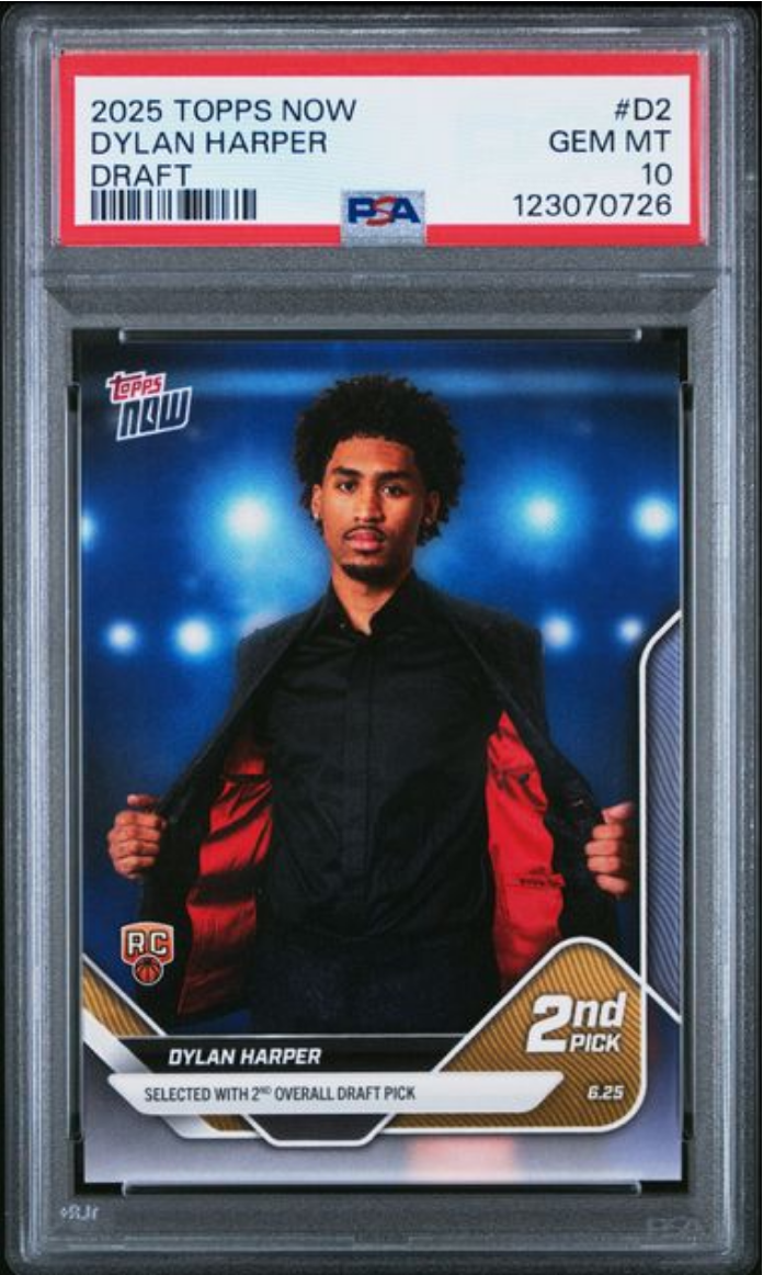 Graded 2025 Topps Now Dylan Harper #D2 Draft Rookie RC Basketball Card PSA 10 Gem Mint