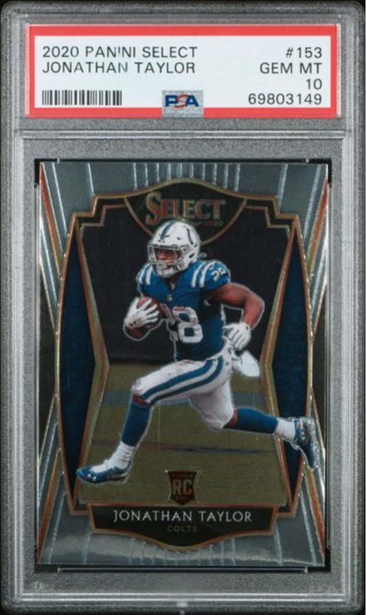Graded 2020 Panini Select Jonathan Taylor #153 Rookie RC Football Card PSA 10 Gem Mint