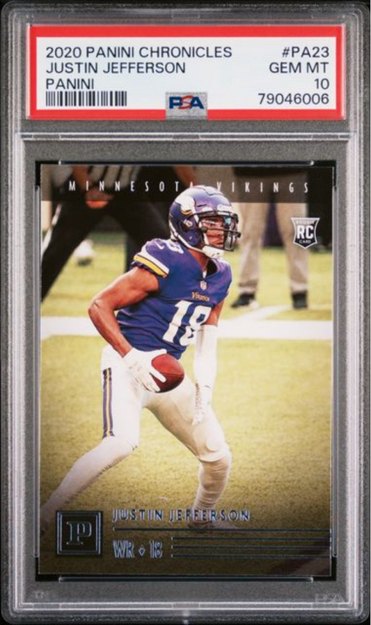 Graded 2020 Panini Chronicles Justin Jefferson #PA23 Panini Rookie RC Football Card PSA 10 Gem Mint - Golden Apple Comics