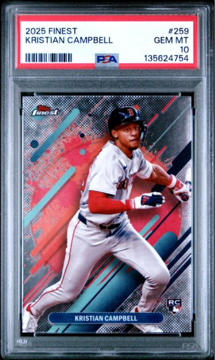 Graded 2025 Topps Finest Kristian Campbell #259 Rookie RC Baseball Card PSA 10 Gem Mint - Golden Apple Comics